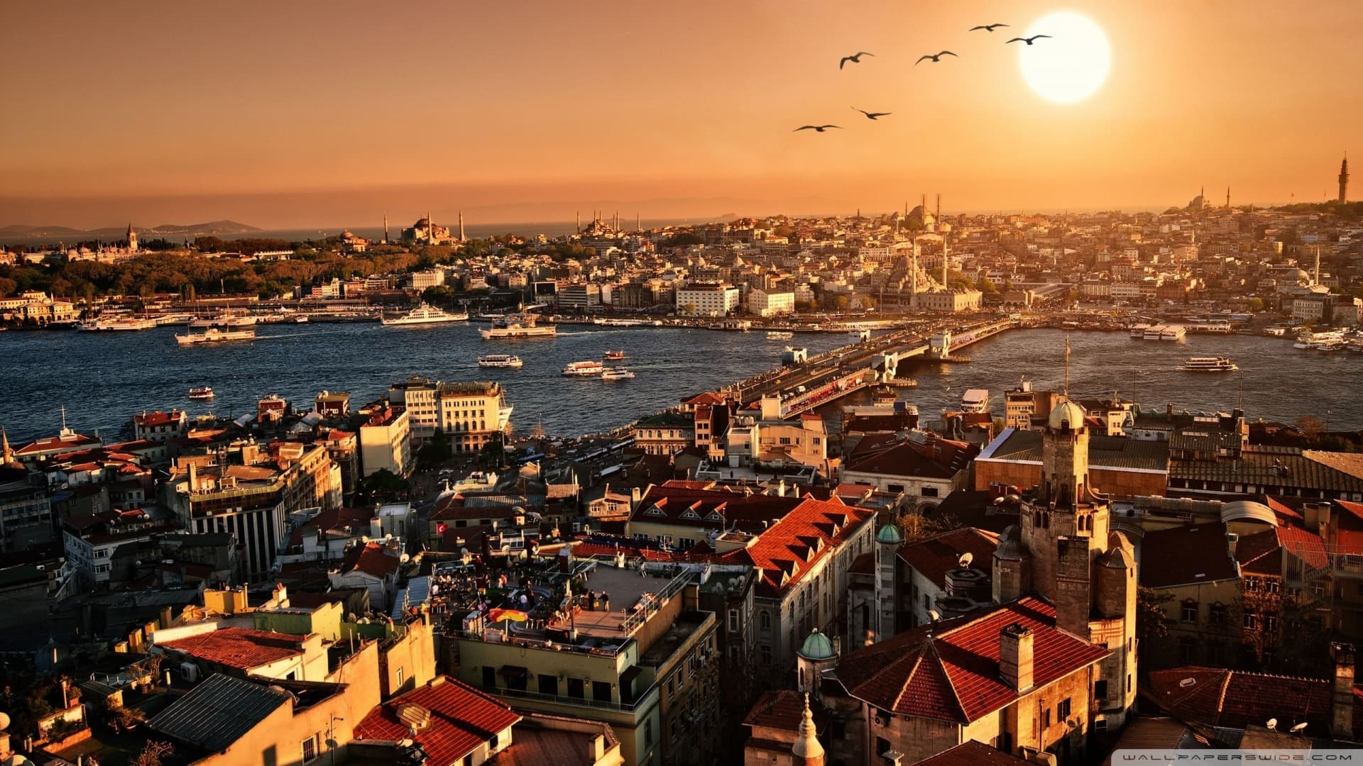 Istanbul at sunset, seen from Galata