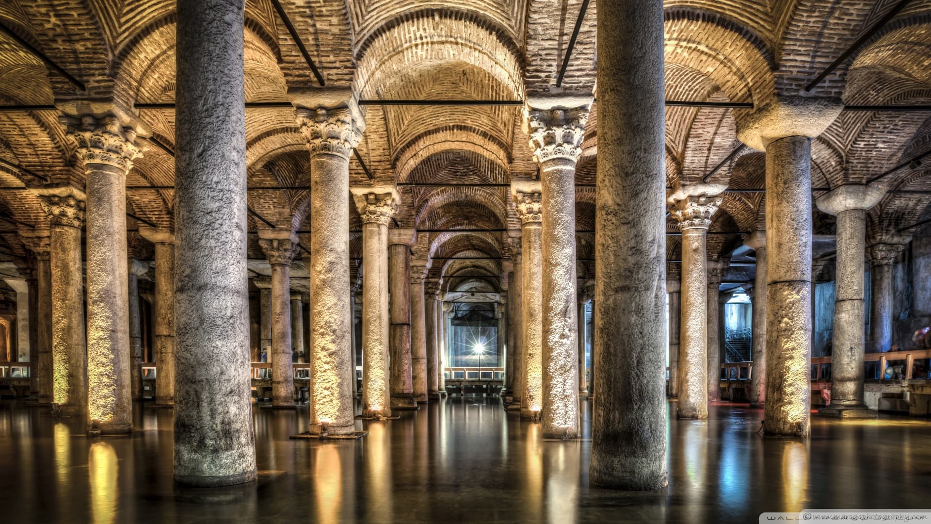 The lit columns of the Basilica Cistern